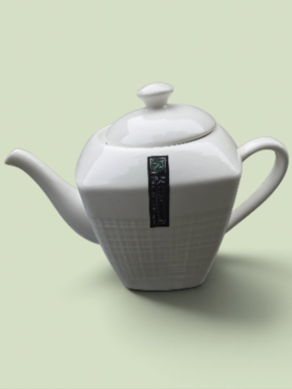 Roscher Fine Porcelain Ceramic White Square Textured Teapot with Lid New Read